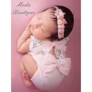 Newborn Photo Prop, Pink Baby Romper
